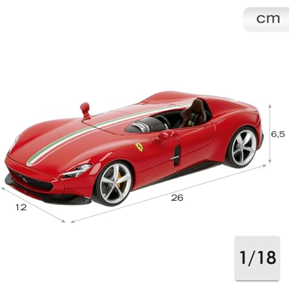 Bburago FERRARI SIGNATURE MONZA SP-1 Super Car – 1:18 Scale – Incredibly Detailed Die-Cast Replica Collectible Model Vehicle, Red