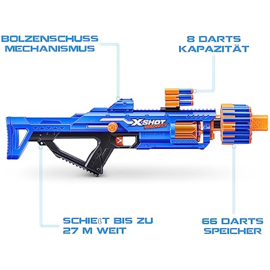 XSHOT Insanity Berzerko by ZURU with 48 Darts, Air Pocket Technology Darts and Dart Storage, Outdoor Toy for Boys and Girls, Teens and Adults, Berzerker, Bezerko