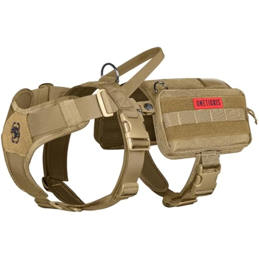 OneTigris Service Dog Vest Harness, Service Dog Cape Guardian Dog Molle Backpack with Pouches for Medium and Large Dogs (Brwon, M)