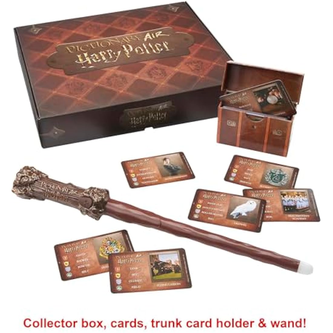 PICTIONARY AIR HARRY POTTER Family Drawing Game, Wand Pen, 112 Double-Sided Clue Cards with Picture Bonus Clues, Trunk Card Holder, Collector Package. Gift for for 8 Year Olds & Up, HDC59