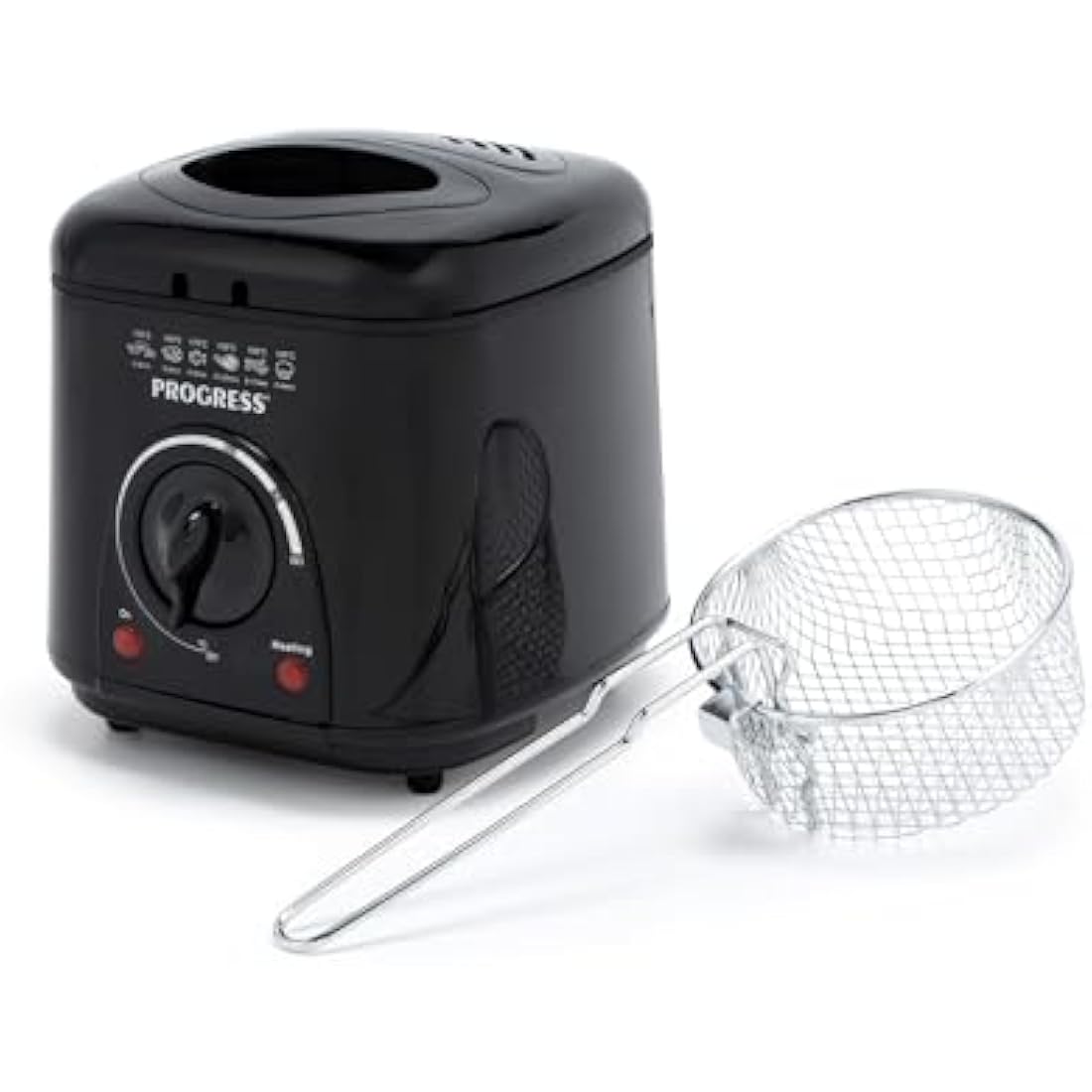 Progress 1L Compact Deep Fat Fryer – Adjustable Temperature Control, Power Lights, Filter to Reduce Odours, Non-Stick Cooking Bowl, Viewing Window, Removable Basket, 950W, Black EK2969PBLK