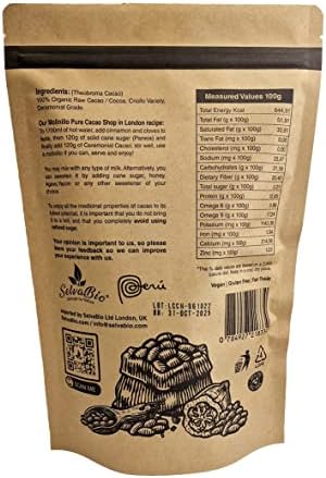 Organic Ceremonial Grade Cacao - 100% Raw Criollo Variety from Farmers and Ashaninka & Nomatsigenga Tribes in Peru, 500g