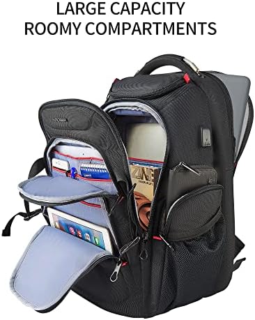 KROSER Travel Laptop Backpack 17.3 Inch XL Computer Backpack with Hard Shell Saferoom RFID Pockets Water-Repellent Business College Daypack Stylish School Laptop Bag for Men/Women-Black