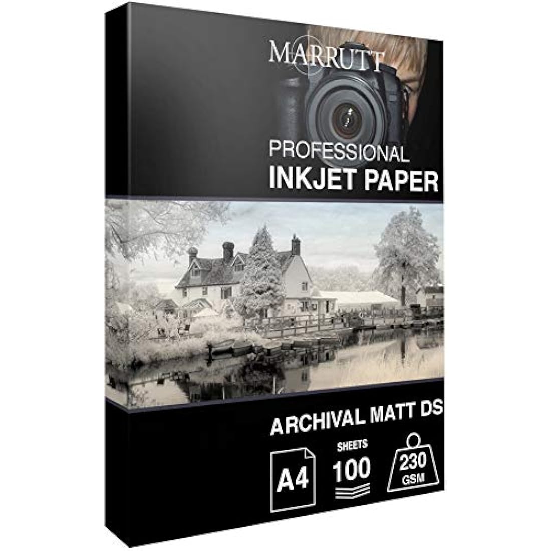 Marrutt 230gsm Archival Matt Double Sided Inkjet Photo Paper: A4-100 Sheets