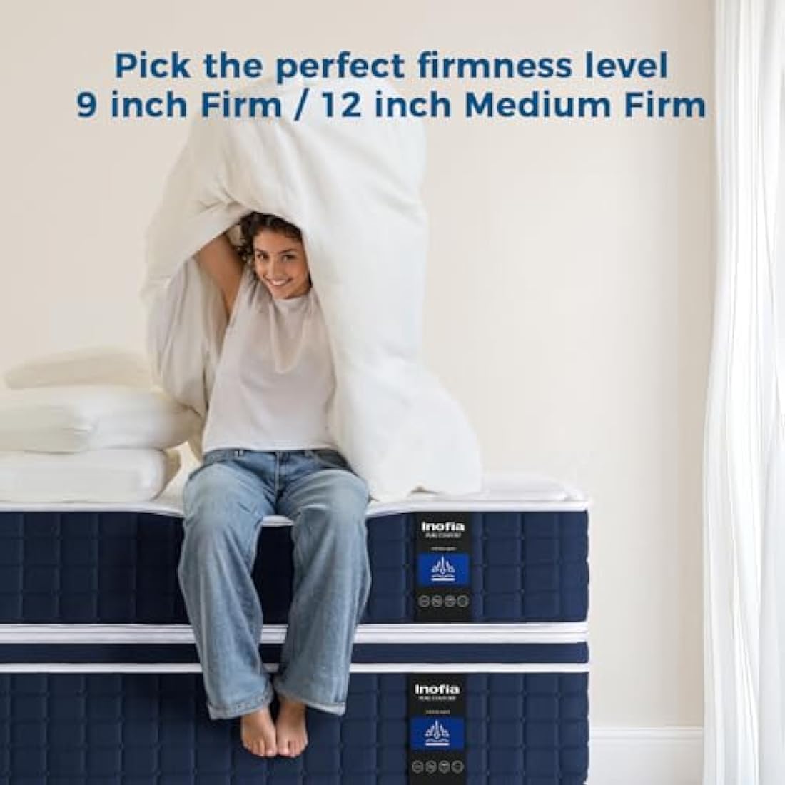 Inofia Single Mattress,12 Inch Memory Foam Sprung Mattress 3FT,Sleep Cool and Supportive,Pressure Relieving Airy Comfort Foam,Medium Firm Hybrid Mattress,The Aire Collection(90x190x30cm Medium Firm)