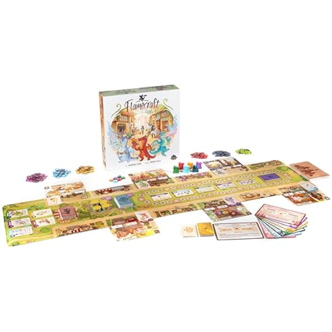 LUCKY DUCK GAMES - Flamecraft | Strategy Board Game | English Version | Dragon Fantasy | Fun Family Game for Kids and Adults | Ages 10+ | 1-5 Players | 60 Minutes