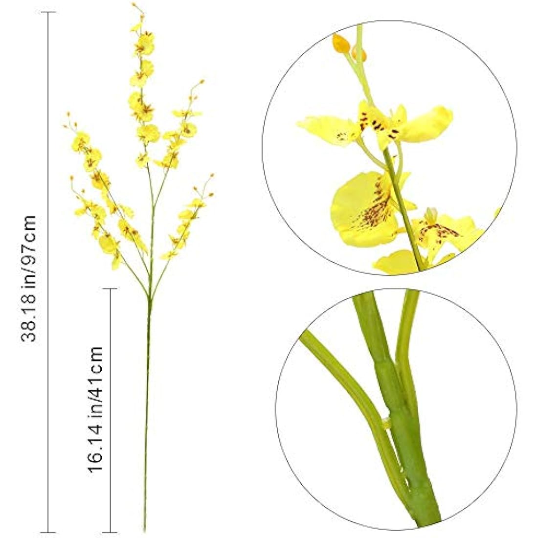 Kisflower 12Pcs Yellow Artificial Dancing Orchids Gypsophila Cherry Blossom Flowers for Home Decoration