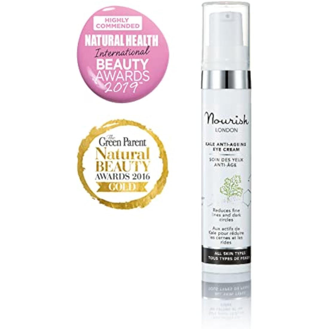 Nourish London Kale Anti-Ageing Eye Cream 10ml | Reduces Dark Circles & Puffiness | Maqui Berry & Pomegranate Enzymes | 100% Vegan | Fragrance-Free | Cruelty-Free | Multi Award Winning