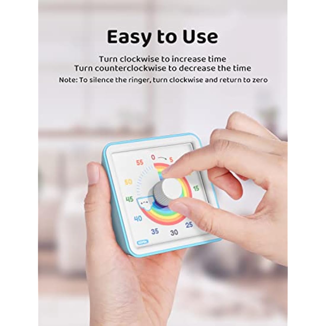 LIORQUE Visual Timer for Kids, 60 Minute Visual Countdown Timer for Classroom Teaching Cooking, Kids Time Management Tools with Silent Operation & Rainbow Pattern Design