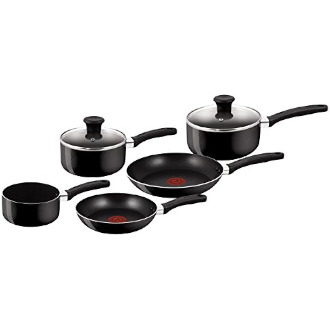 Tefal Delight 5 Piece Non Stick, Aluminium, All hobs Compatible excluding Induction, Black B470S544