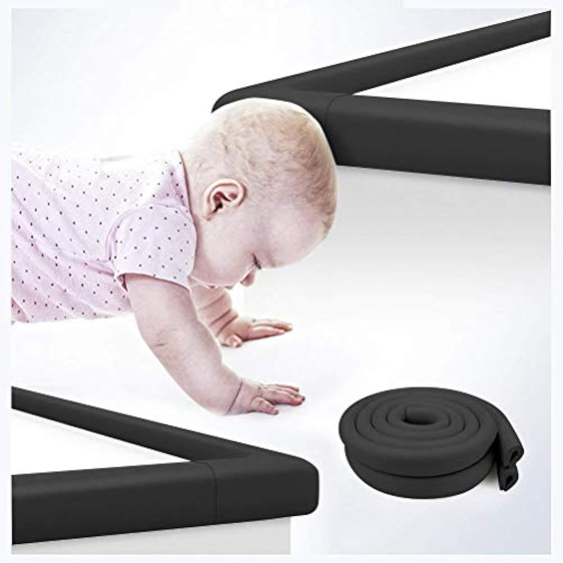 Vicloon Edge Protectors, 2M * 2 Roll Foam Safety Strip, Kids Anti Collision Strip, Thicken Soft Protective, Edge Corner Guard for Baby, Kids and Child - Black