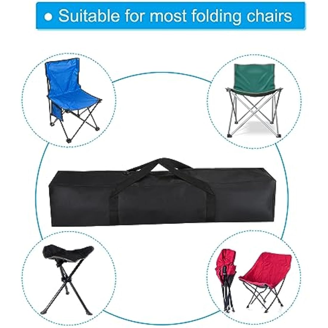 PATIKIL 39 Inch Camp Chair Replacement Bag 2 Pack - Nylon Folding Chair Carry Bags With Zippered Shoulder Strap for Beach, Camping, Travel - Black