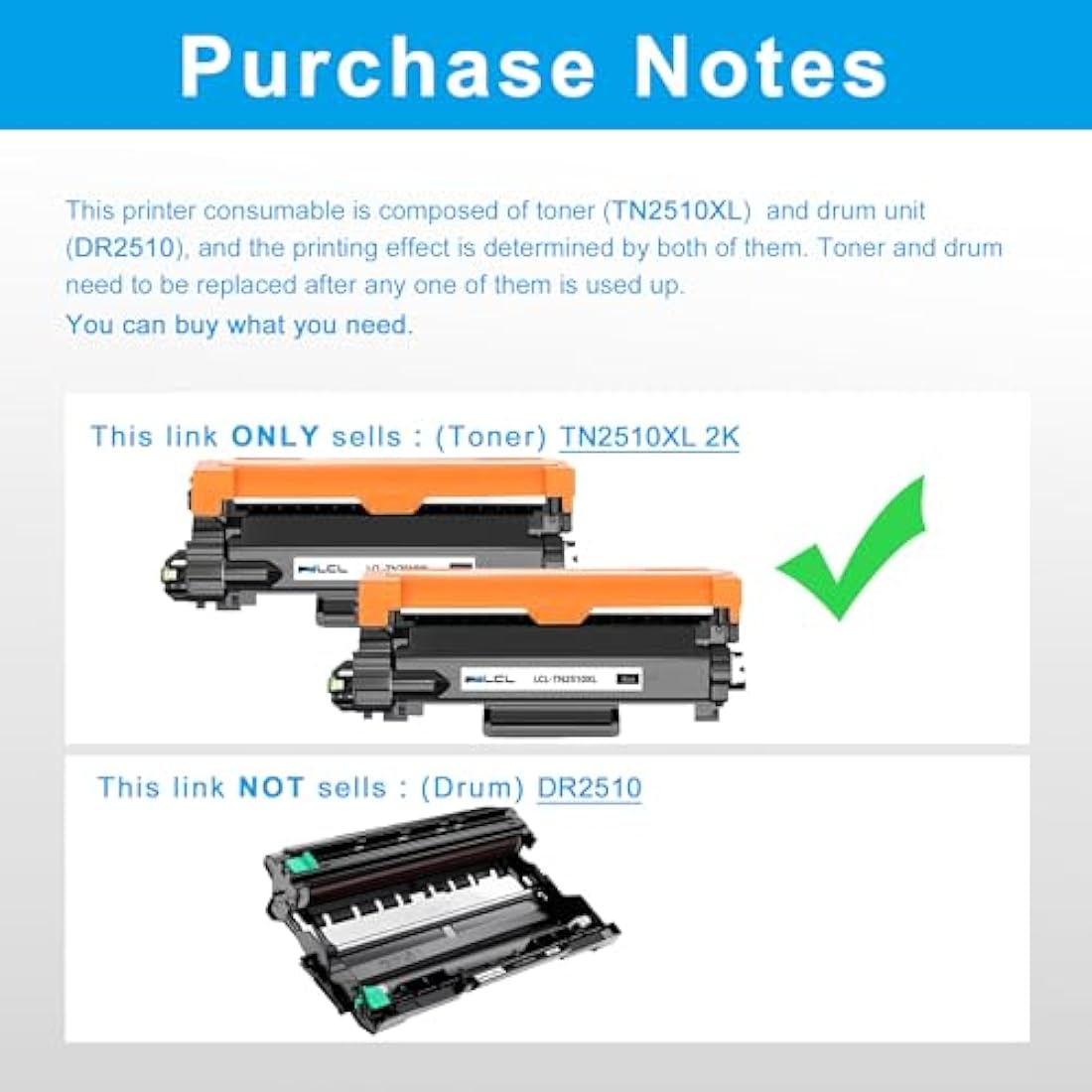 LCL TN2510XL High Yield Toner Cartridge Replacement for Brother TN2510 TN2510XL TN-2510 TN-2510XL for Brother HL-L2400DW HL-L2400DWE HL-L2445DW HL-L2447DW DCP-L2620DW DCP-L2627DW DCP-L2627DWXL (2Pack)