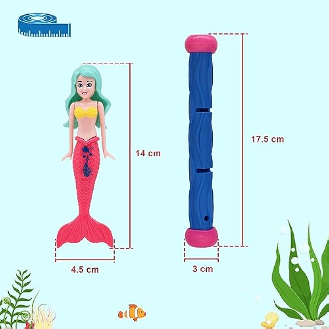 TOPWAYS Pool Diving Toy Set 8 Diving Mermaids Diving Torpedoes Swimming Underwater Pool Training Toys Diving Games Training Children's Gifts