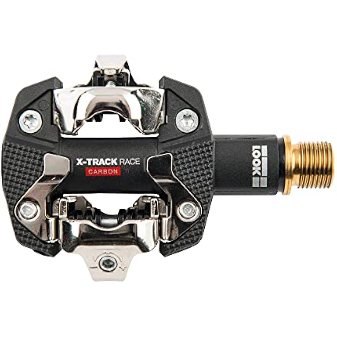 LOOK Cycle - X-TRACK Race Carbon Ti MTB Pedals - Standard SPD Mechanism Compatible - Carbon Body, Titanium Axle - Large Platform - Extremely Reliable Ultralight Clip In Pedals