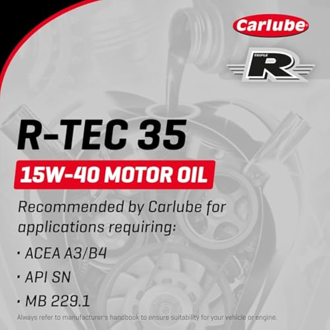 Carlube Triple R 15W-40 ACEA A3/B4, API SN Mineral Engine Oil R-TEC 35 5L