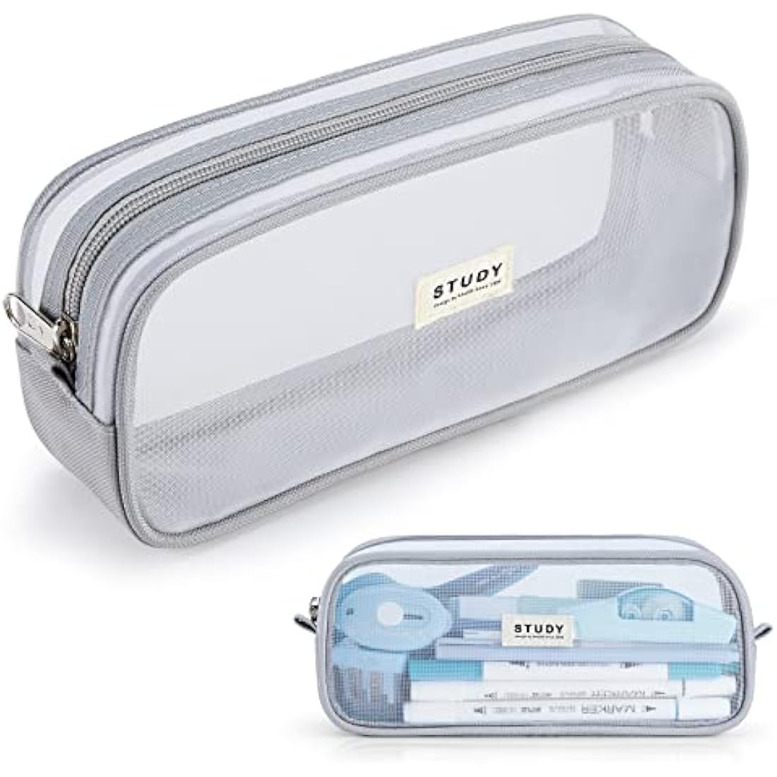 KALIDI Clear Pencil Case Large Pen Bag Stationery Pouch Cosmestic Make up Bag for Student School College Office