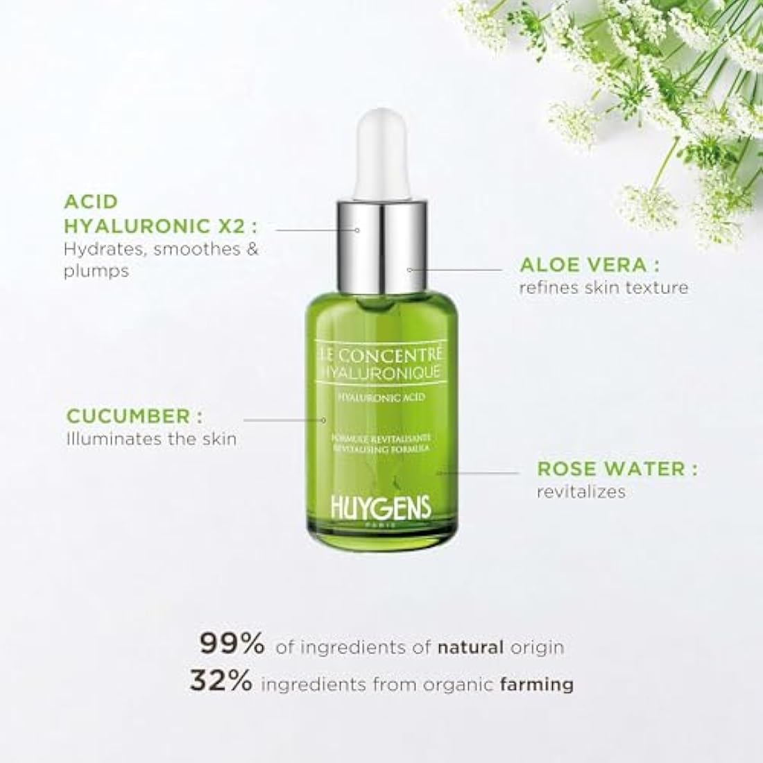 HUYGENS - The Day & Night Duo - 2 x 30ml Face Serums - Day Revitalizing Concentrate and Night Repair Oil - All skin types - 100% Natural - Vegan - Made In France