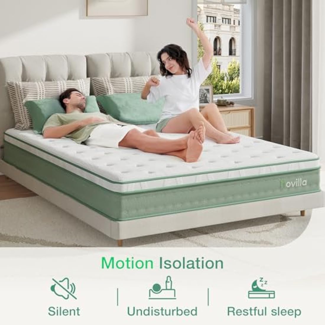 Novilla Mattresses King Size 9.8 Inch 3-Zone Gel Memory Foam Pocket Sprung Mattress, 5FT Hybrid Mattress Firm with Oeko-tex Knitted Fabric and CertiPUR-US Foam 150x200x25cm
