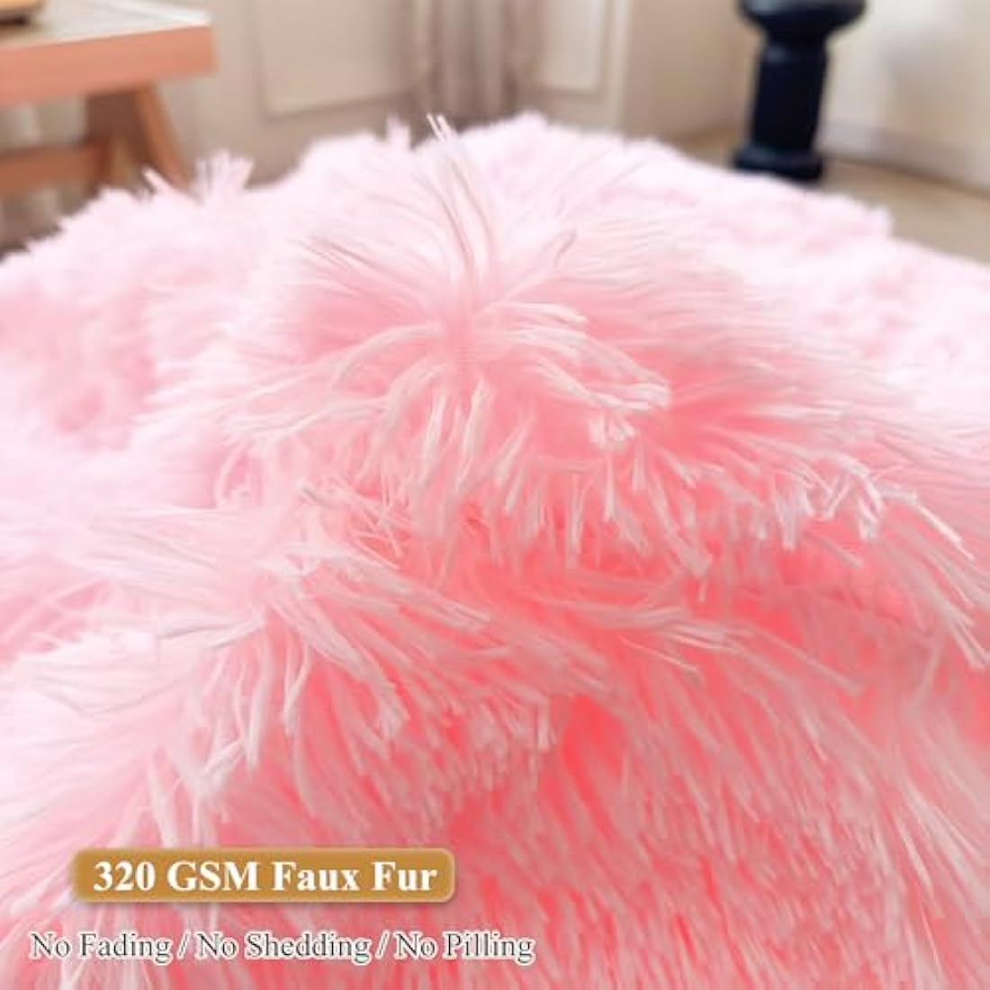 XeGe Faux Fur Comfy Bean Bag Cover for Living Room(No Filler), Fluffy Stuffed Animal Storage Bean Bag Chair Cover Home Decor, Furry Fuzzy Big Gaming Beanbag Cover Adults Kids Girls, Anti-slip, Pink