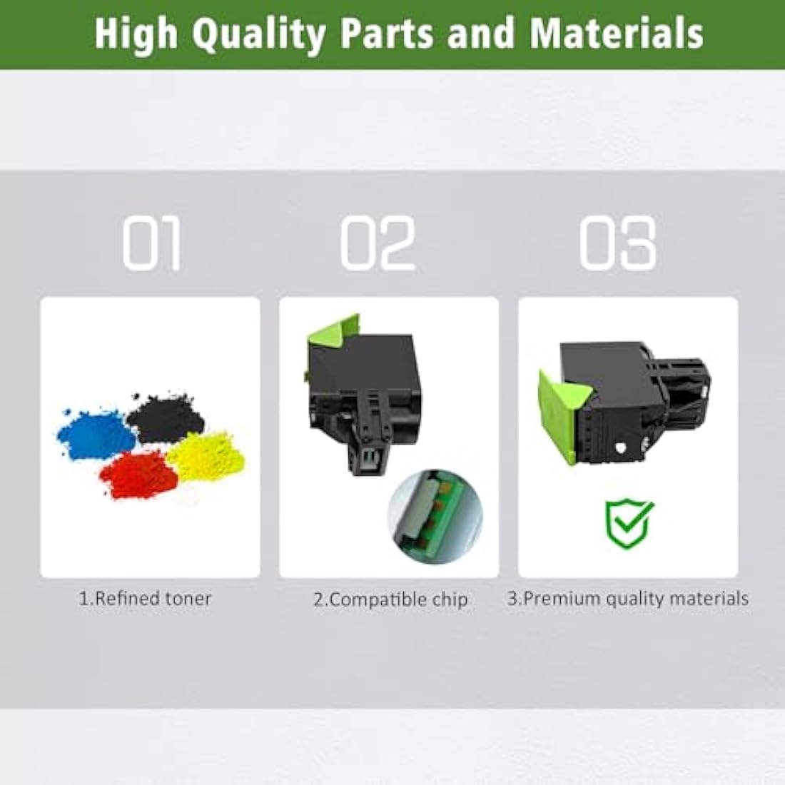Compatible Toner Cartridges 4 Colors Set CS421 CS521 CS622 CX421 CX522 CX622 CX625 Standard Capacity for Lexmark Printers CS421dn CS521dn CS622de CX421adn CX522ade CX622ade CX625ade CX625adhe