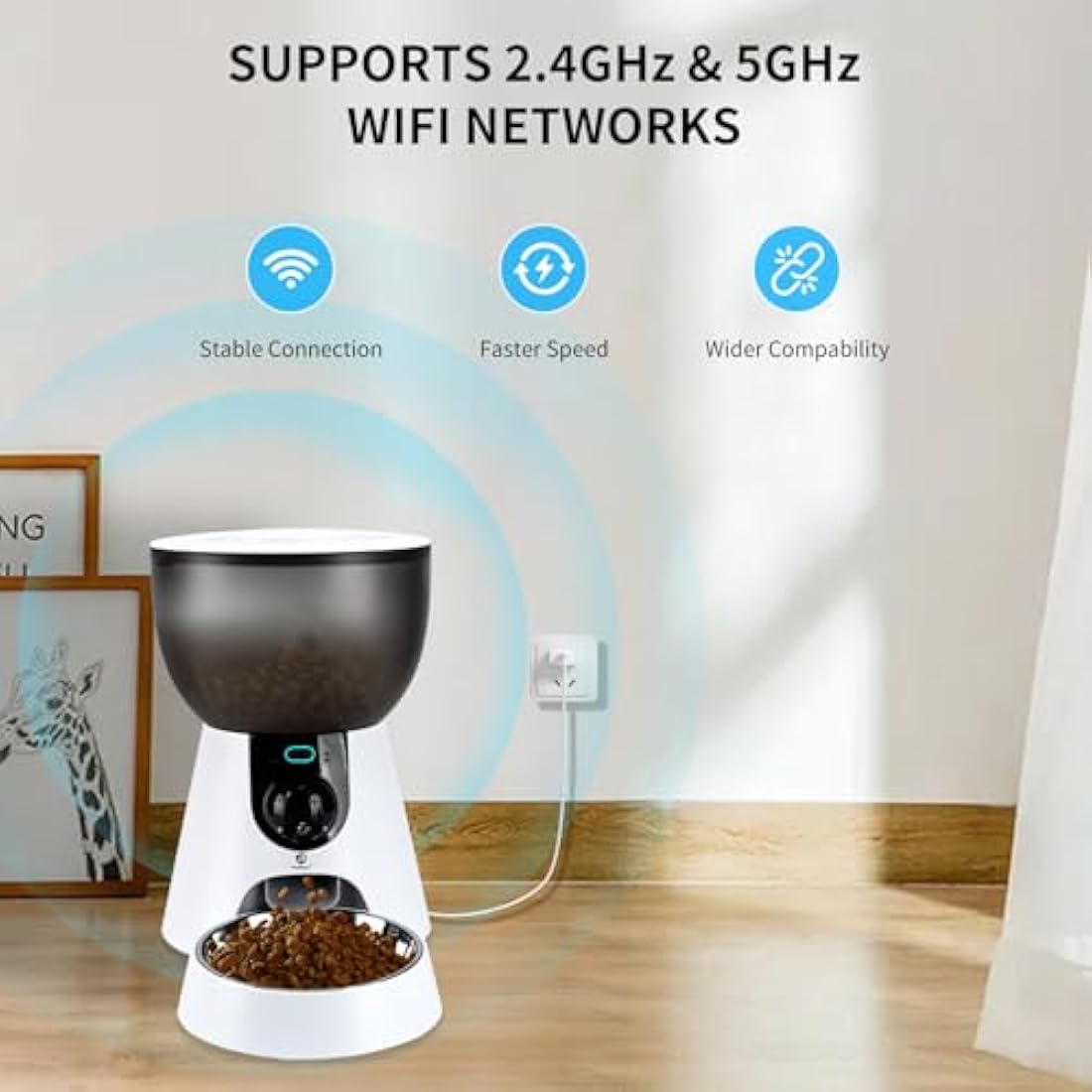 Podazz Automatic Cat Feeder with Camera, 5G WiFi Pet Feeder with App Control, Low Food & Blockage Sensor, 1-10 Meals/Day, Two-Way Audio Interacting, 4L Auto Cat Feeder with 304 Stainless Steel Bowl