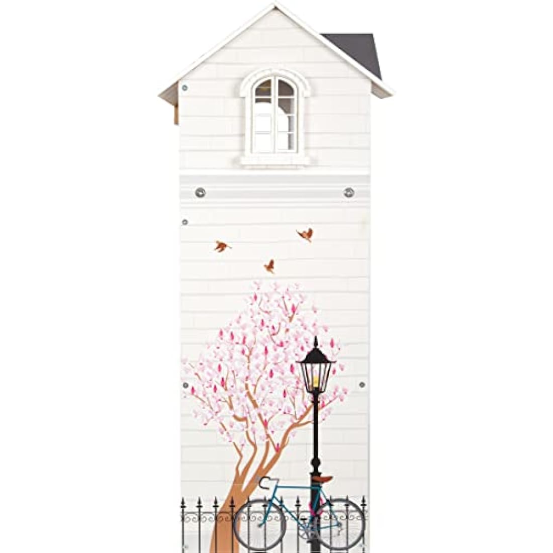 Small Foot 11802 Wooden Doll's House with 3 Floors, Open Front and Extensive Furniture, from 3 Years Toys, White Grey, 82 x 51.1 x 15 cm
