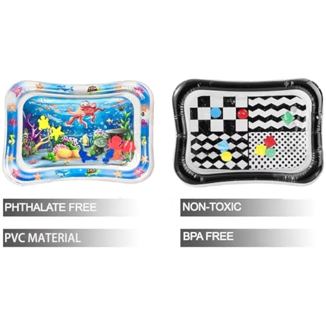 PandaEar 2 Pack Tummy Time Water Mat for Babies Toddlers, Inflatable Tummy Time Pillow Toys Baby Water Play Mats for Floor, Baby Sensory Water Mat for 3 6 9 Months Girls and Boys