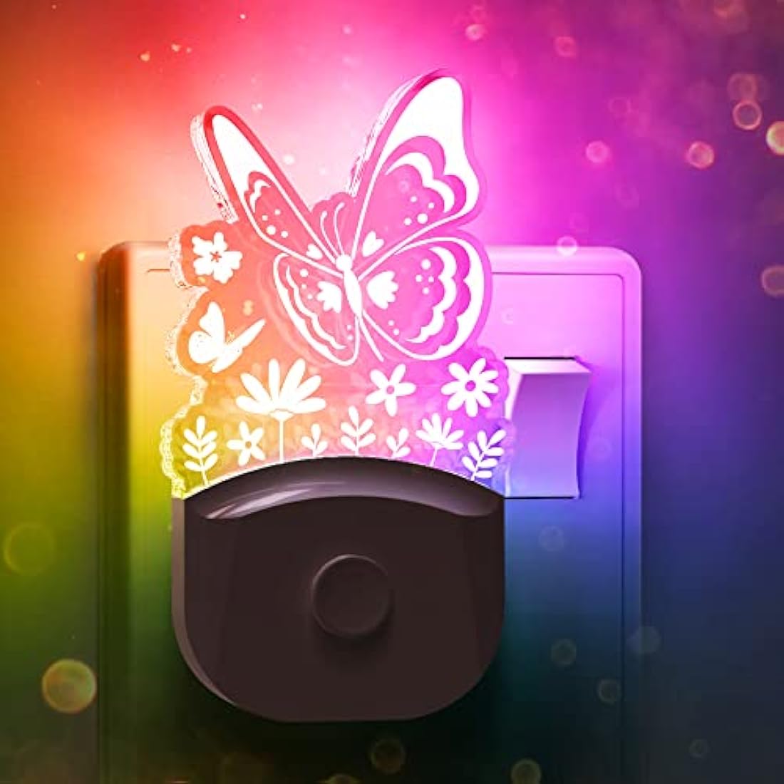 LOHAS-LED Butterfly Night Light for Kids, LOHAS Plug in Night Light, LED Night Light Dusk to Dawn Sensor, RGB + Warm White, 3 Lighting Modes, Gifts for Girls, Kids, Room Decor