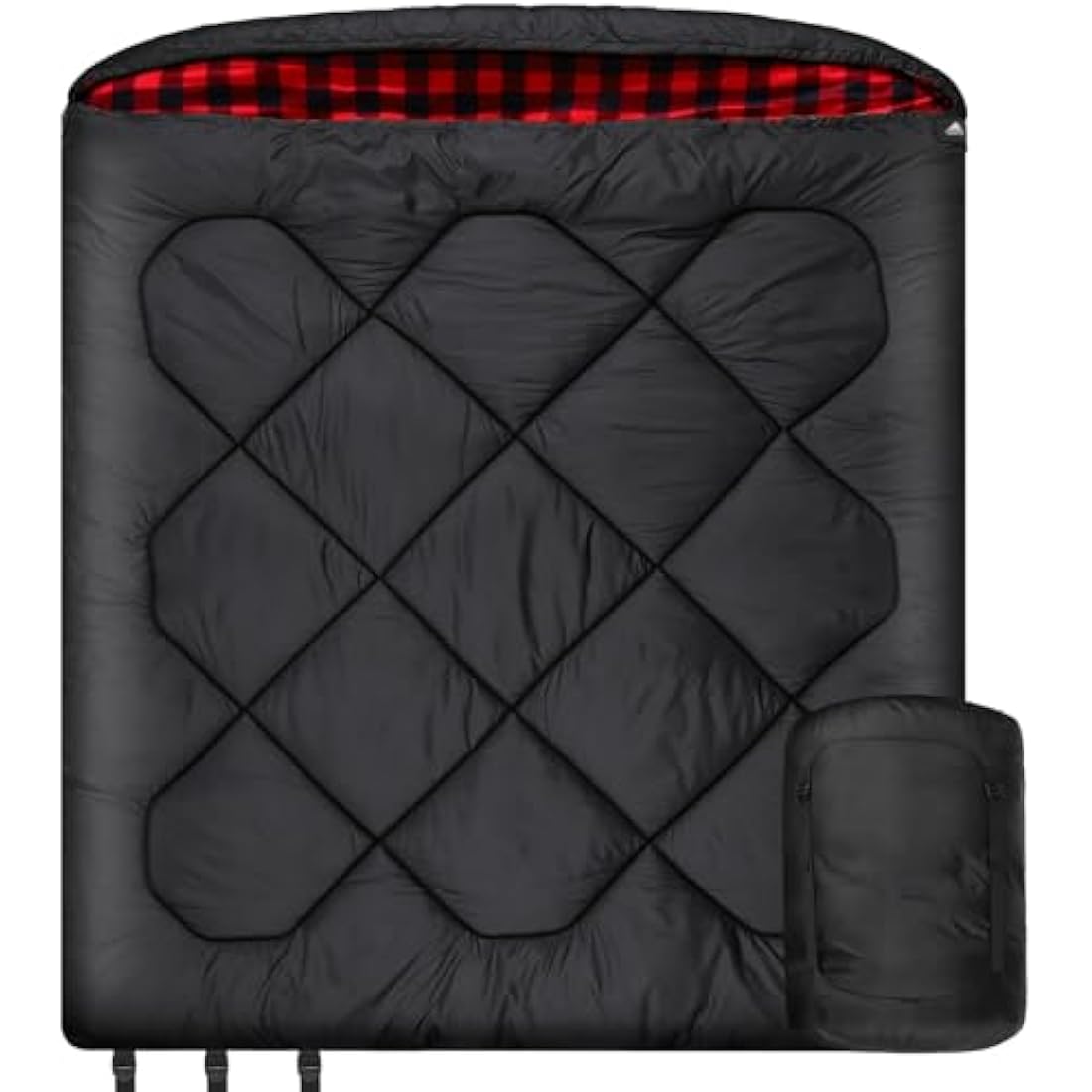 Winter 0 Degree Double Sleeping Bag, Double Wide Queen Size 2 Person Sleeping Bag With 100% Cotton Flannel Lining, Warm And Waterproof For Camping, Fishing or Hunting in Cold Weather