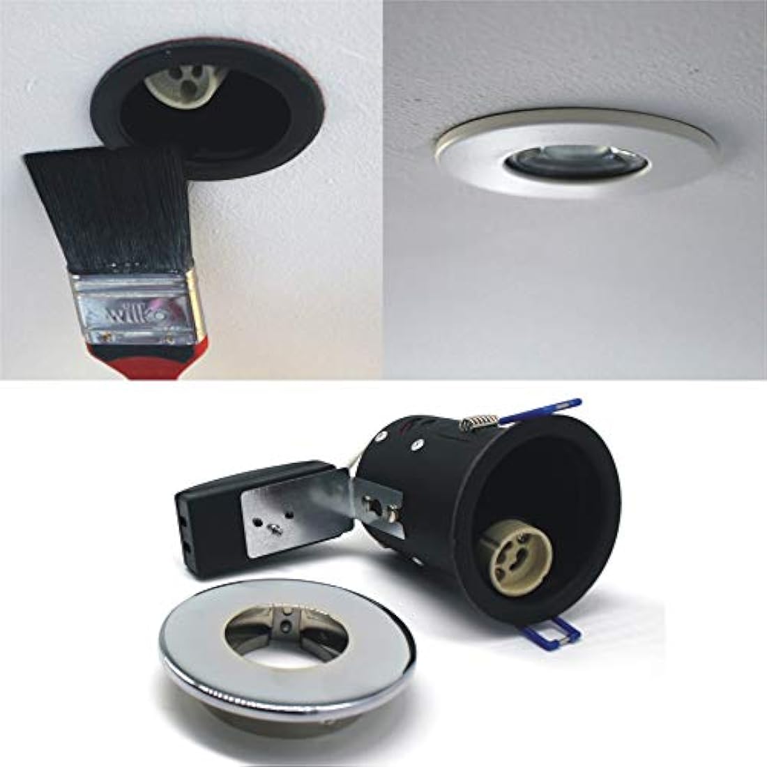 sanlumia 10 X LED Fire Rated Downlight Can GU10 Recessed Ceiling Twist & Lock Interchangeable Downlight IP20 Chrome