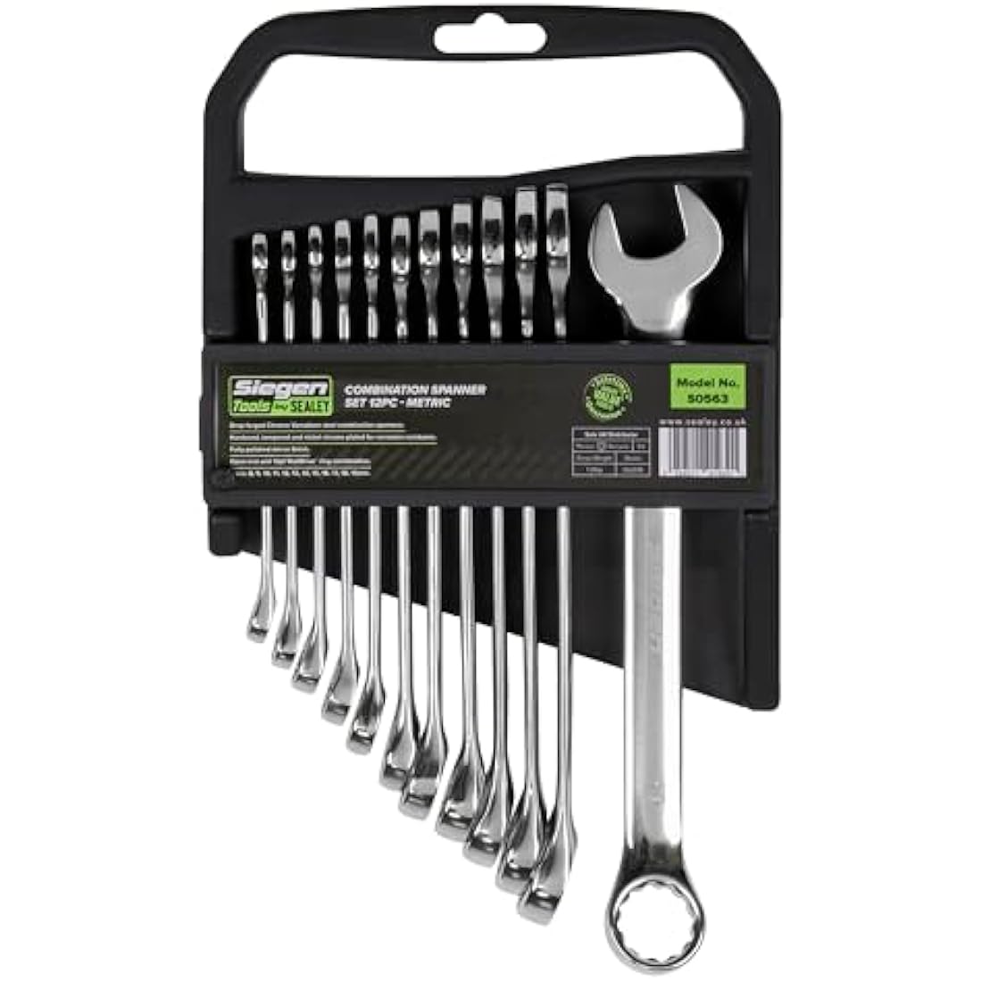 Sealey S0563 Metric Combination Spanner Set, 12 Pieces,Silver