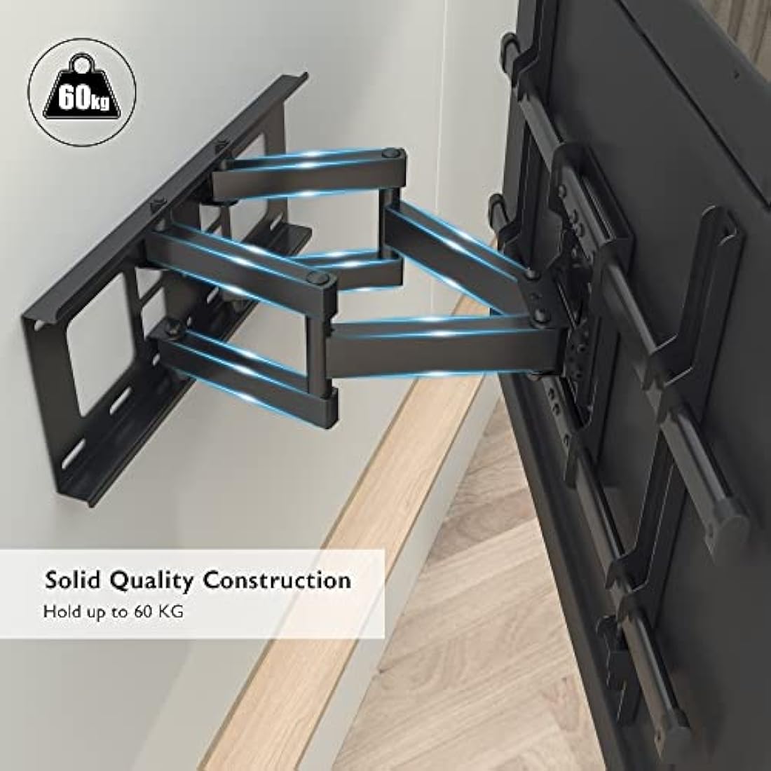 BONTEC TV Wall Bracket for 32-85 Inch LED LCD, Full Motion Swivel Tilt TV Wall Mount, Heavy Duty Dual Arms up to 60kg, Max VESA 600x400mm, Universal TV Mount with HDMI Cable
