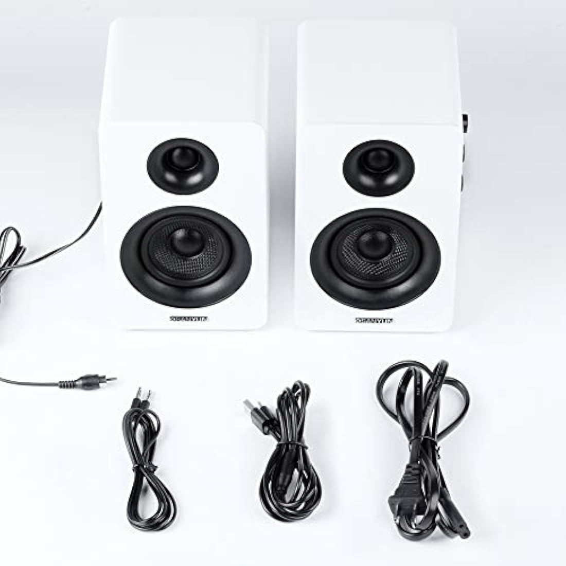 Sanyun SW208 3" Active Bluetooth 5.0 Bookshelf Speakers – 60W Carbon Fiber Unit - Built-in 24bit DAC - Dynamic 3D Surround Sound – 2.0 Computer PC Monitor Gaming Speakers (Pair, White)