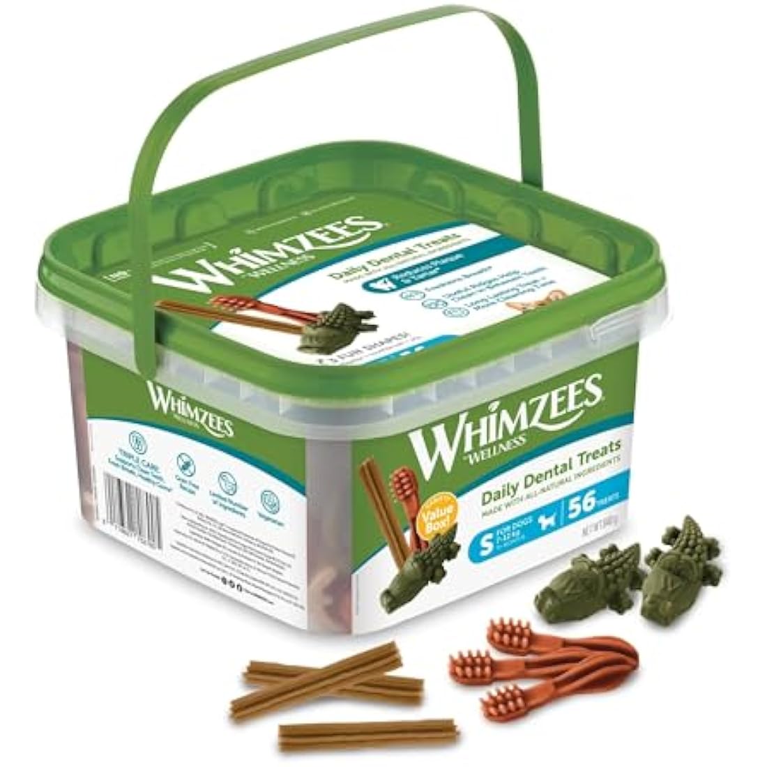 WHIMZEES By Wellness Variety Box Dental, Mixed Shapes, Size S, 56 Pieces, Natural and Grain Free Dog Chews, Dog Dental Sticks for Small Breeds, No Added Sugar