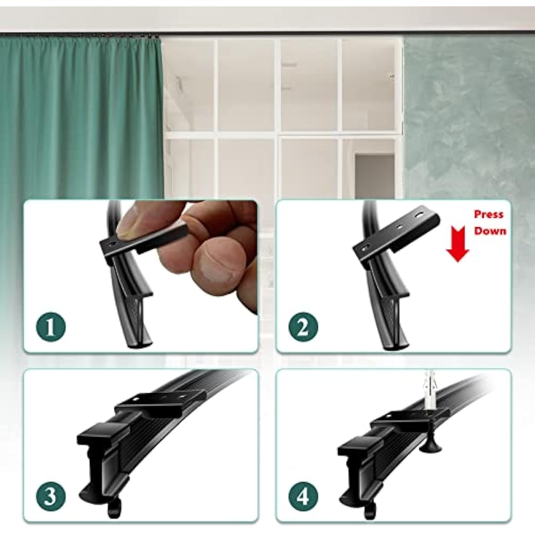 Ceiling Curtain Track for Bay Window, 6M/20FT Flexible Bendable Curtain Rail Track Ceiling Wall Mounted, Plastic Ceiling Track System for Shower Room Divider RV, Black Curtains Tracks and Fittings