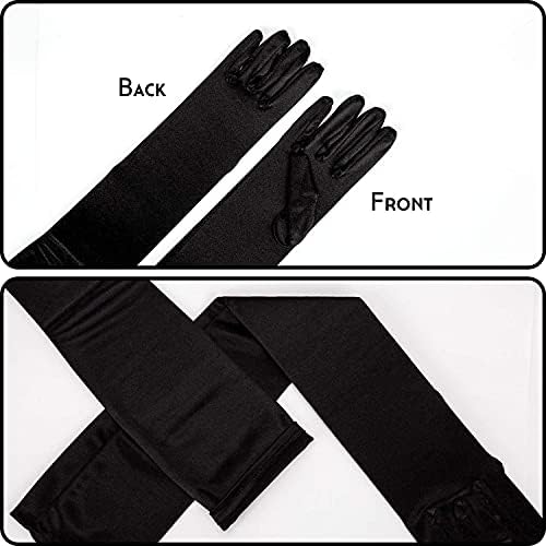 SAVITA Long Elbow Satin Gloves 21 inch Stretchy 1920s Opera Gloves Evening Party Dance Gloves for Women