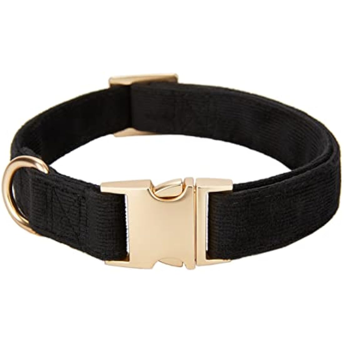 YUDOTE Ultra-soft Dog Collar Natural Cotton Corduroy Made for Large Dogs with Sensitive Skin,Black