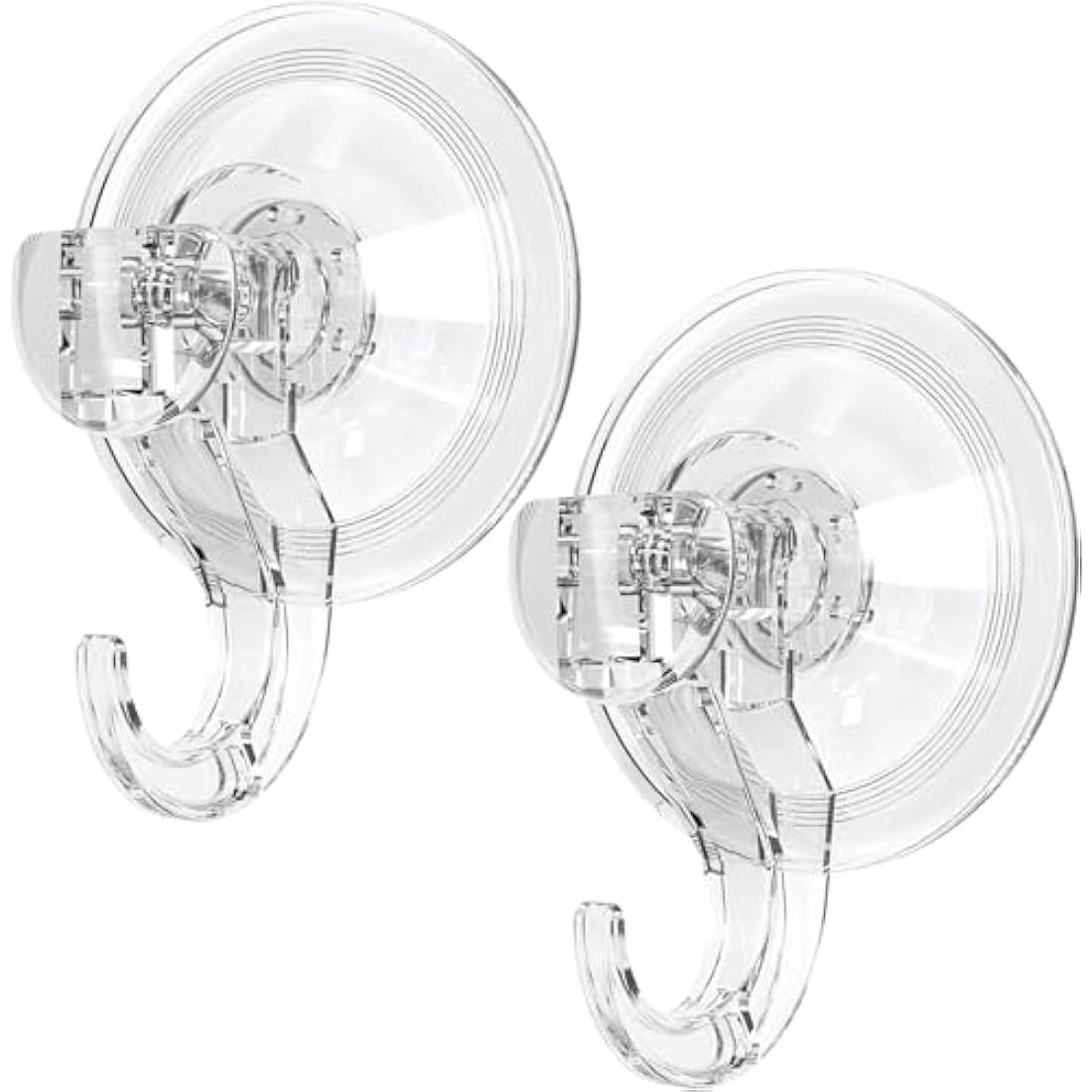 GlobaLink Suction Hooks, Clear Reusable Heavy Duty 3KG Vacuum Suction Cup Hooks, Plastic Suction Hanger Vacuum Seamless Sucker Hook for Bathroom Kitchen Window Bags Coats Xmas Wreath, 2 Pack