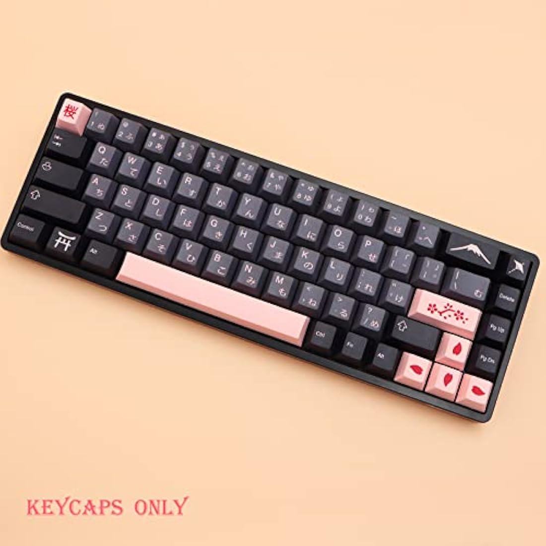MOLGRIA Keycaps 136 Set Night Sakura for Full Sized Keyboard, Custom PBT Cherry Profile Key Caps Japanese Style with Keycap Puller for Cherry MX 104/87/68/61 60 Percent ANSI/ISO Layout Keyboard