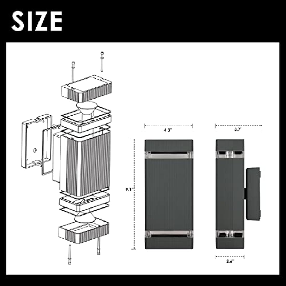 CELAVY Outdoor Wall Lights Mains Powered, Up Down Outside Wall Lights IP65 Waterproof, Porch Light Front Door Lamp Modern Aluminium 3000K, Exterior LED Lighting Sconce Wall Mounted for House, Black