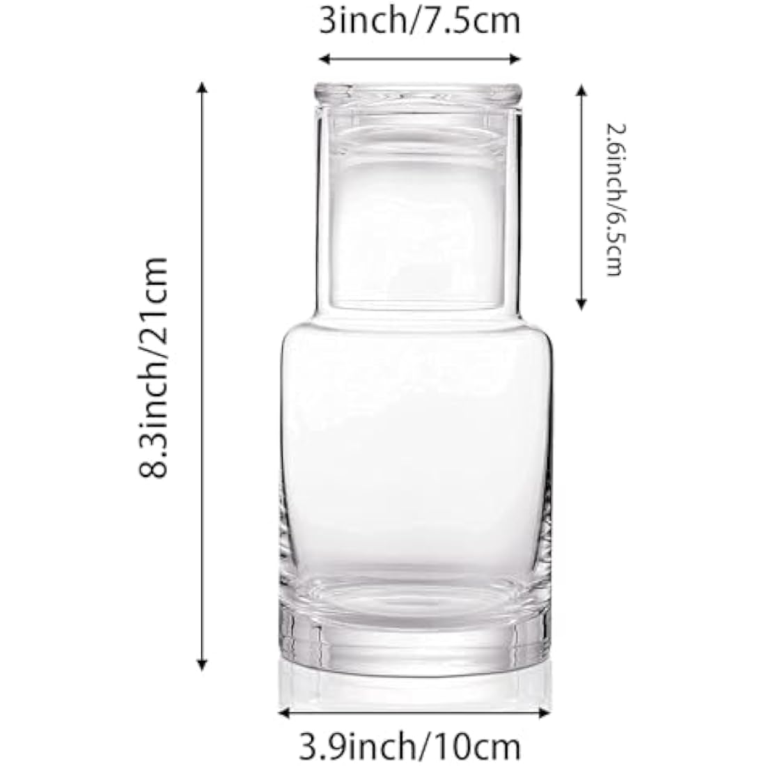 RILOST Bedside Water Carafe, Modern Night Water Pitcher with Glass Cup for Nightstand, Mouthwash Dispenser with Tumbler Lid for Bedroom, Bathroom