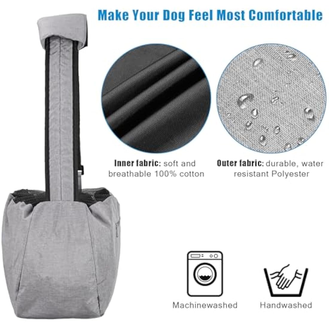 Ownpets Pet Sling Carrier, Fits 6.5 to 9kg Medium Dog/Cat Sling Carrier Reversible and Hands-Free Dog Bag with Adjustable Strap and Pocket Shoulder Pad for Outdoor Travel Hiking