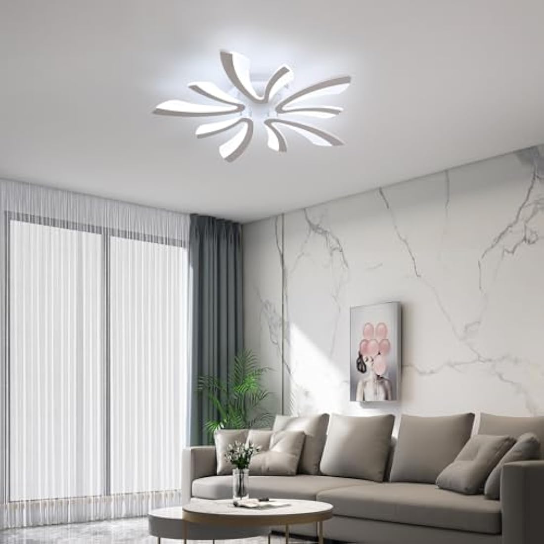 Comely Ceiling Light, LED Ceiling Lamp 50W, 6500K Cold White Light Flush Mount Acrylic Modern Lighting Fixture for Living Room Bedroom, 70cm