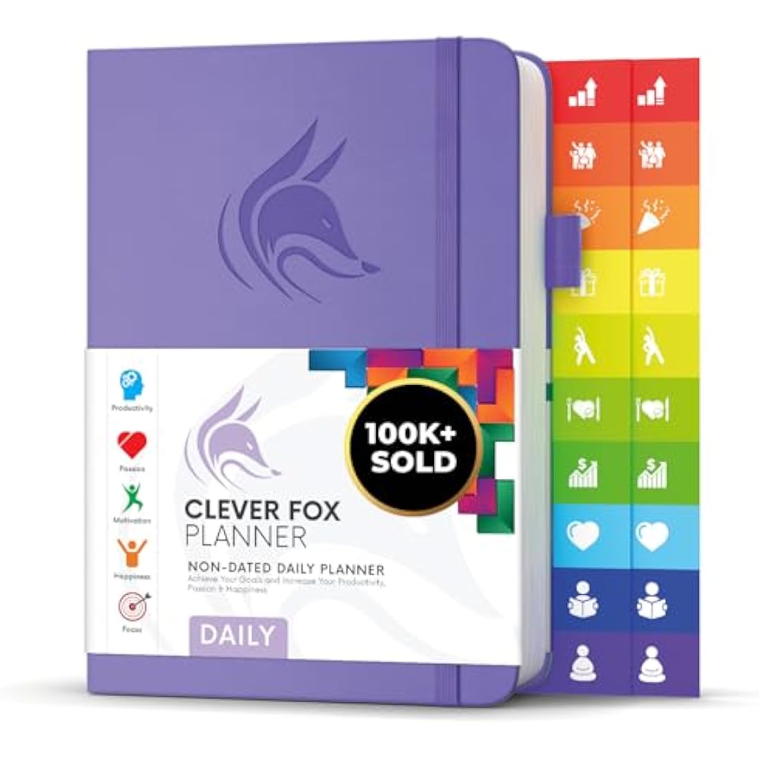 Clever Fox Planner Daily – Best Agenda & Daily Calendar to Boost Productivity & Hit Your Goals – Gratitude Journal Personal Daily Organizer – 14.5x21cm, Lasts 6 Months, Undated, Lavender