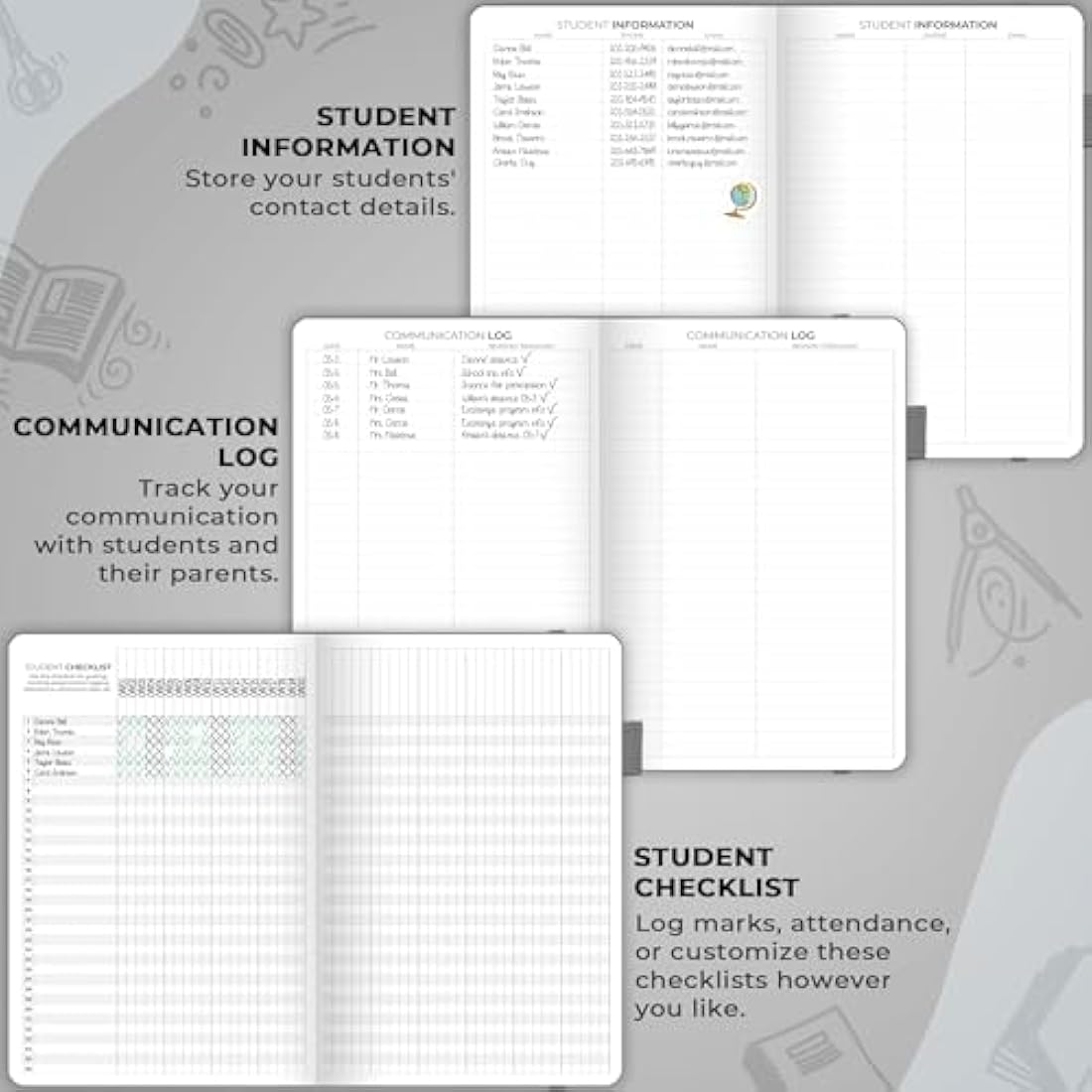 Clever Fox Teacher Planner – School Year Planner with Calendars & Lesson Plans – Teacher Plan Book for Classroom & Homeschool Organization - Undated, A5 Size, Hardcover (Grey)