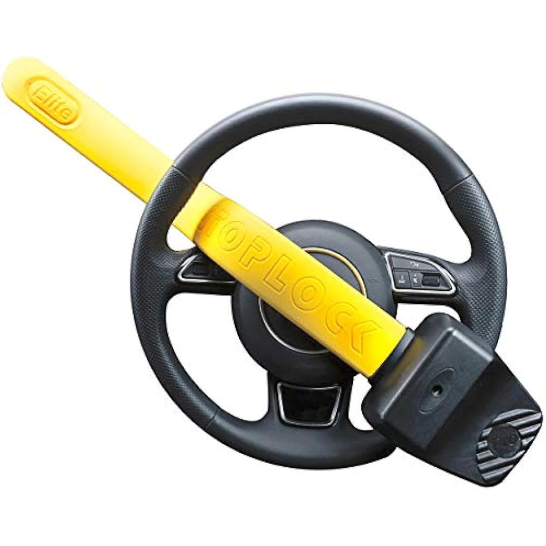 Stoplock Pro Elite Car Steering Wheel Lock HG 150-00 - Safe Secure Heavy Duty Anti-Theft Bar - Universal Fit - Includes 2 Keys and Carry Bag, Black/Yellow, 1 Unit