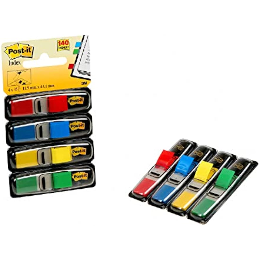 Post-it Index Small Flags, 4 Assorted Colours, 4 + 2 FREE dispensers of 4 Pads