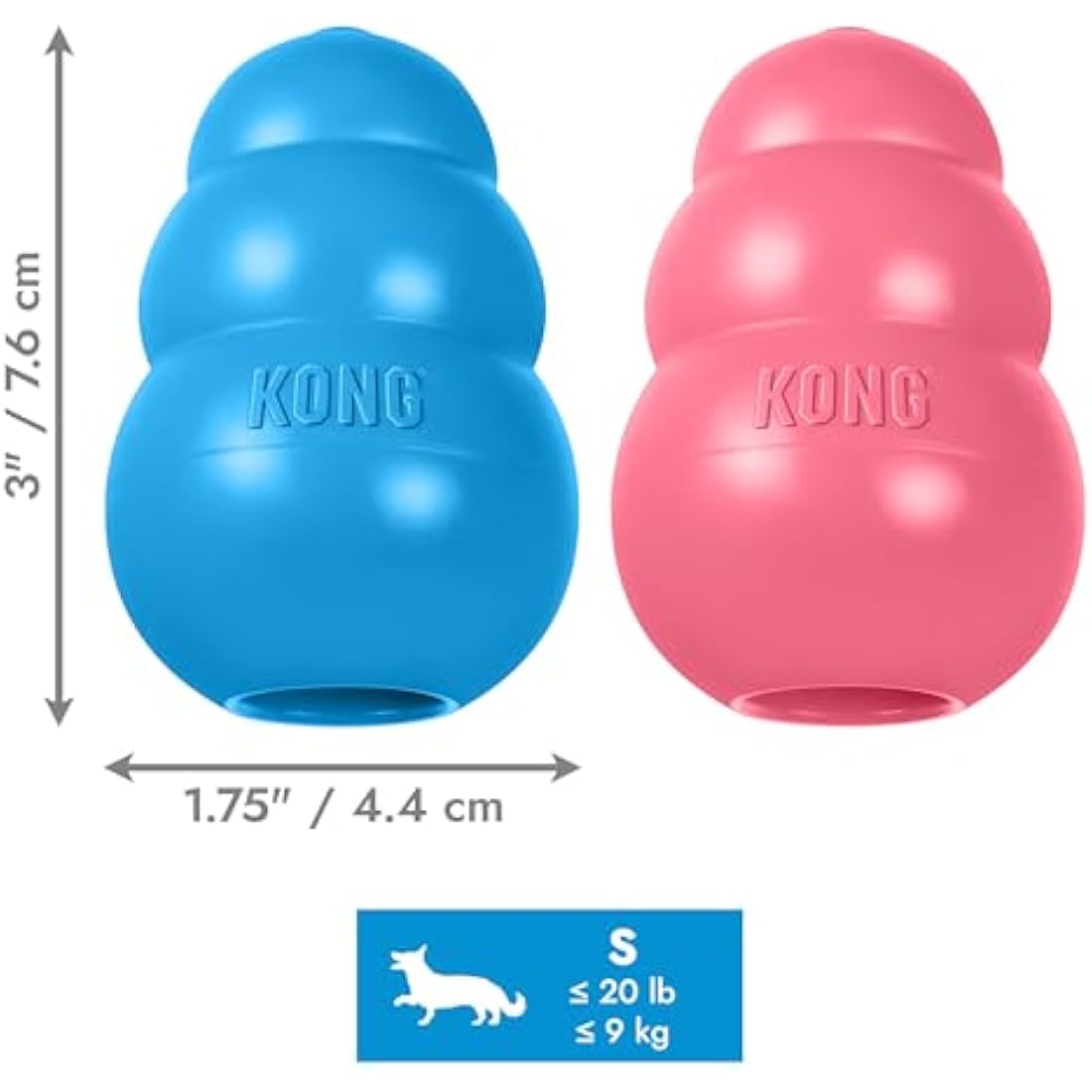 KONG - Puppy Toy Natural Teething Rubber - Fun to Chew, Chase & Fetch - For Small Puppies (Colour May Vary)