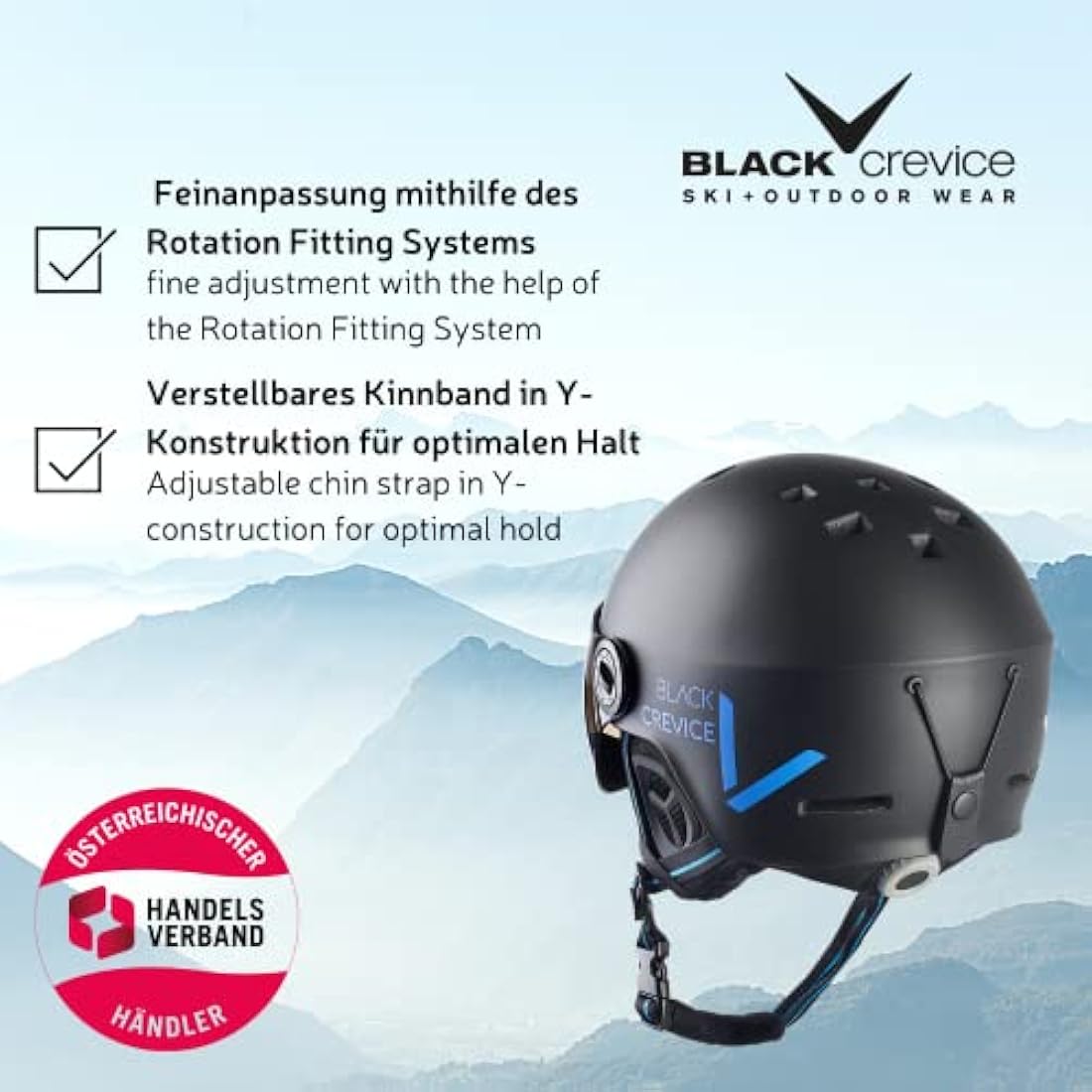 Black Crevice Sölden Unisex Adult Ski Helmet with Visor, Unisex - Adults, BCR143956